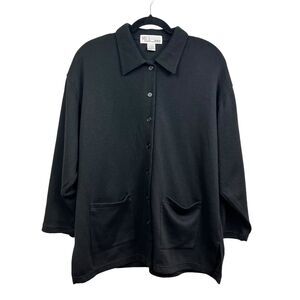 Milano Design Group Womens Cardigan Sweater Collared Button Pockets Black 18/20*
